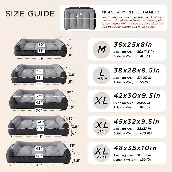 Bedsure SupportMax™ Orthopedic Dog Bed Medium Size Dog - Extra Thick Supportive Medium Dogs Beds with Waterproof Washable Cover, Comfort Pet Bed Sofa with Soft Sherpa and Nonskid Bottom, Grey, 35"
