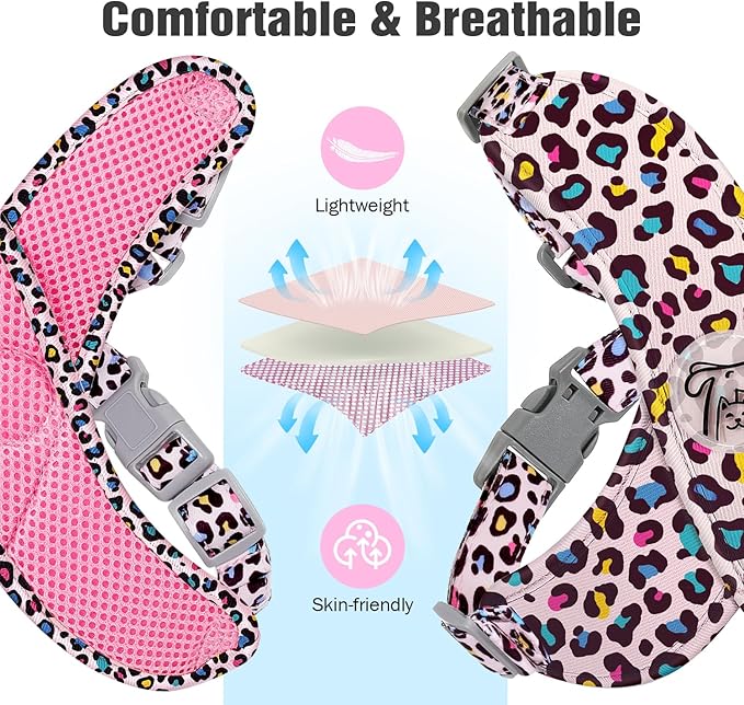 Pawaboo Small Dog Harness and Leash Set, Puppy Harness X-Frame No Pull No Choke, Dog Vest Harnesses Adjustable for Small Medium Sized Dogs,Soft Breathable Pet Harnesses for Walking, M, Pink Leopard