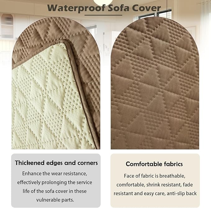 Waterproof Dog Bed Cover Pet Blanket, Soft Pet Couch Covers for Sofa Washable, Bed Couch Sofa Furniture Protector for Puppy Cat Kids (Khaki,100 * 127 CM)