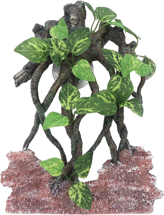 AQUA KT Reptile Climb Tree Branch Rock Background Decoration with Suction Cup for Terrarium Amphibian Lizard Snake