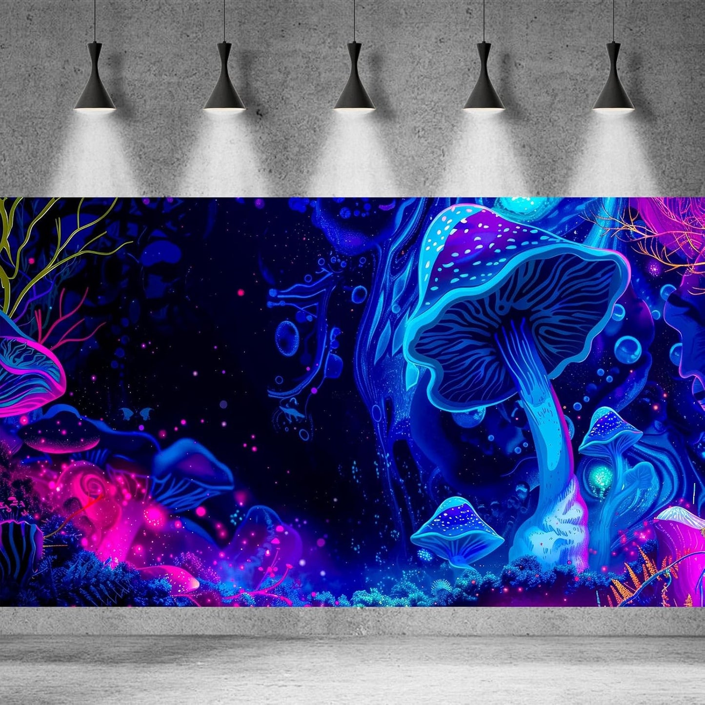 Fantasy Mushroom Forest Aquarium Background Abstract Cartoon Mushroom Reptile Tank Backgrounds Vibrant Jungle Mushrooms Theme Fish Tank Background Magic Mushrooms Reptile Enclosure Backgrounds 72x16in