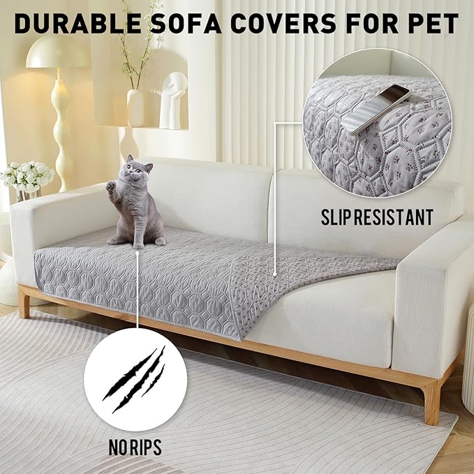 Waterproof Dog Bed Cover Non-Slip Stain Resistant pet Sofa Cushion, pet Mattress Cover Cover, Sofa Furniture Protector for Small Dogs Large Dogs and Cats (Light Gray) (30x70in)