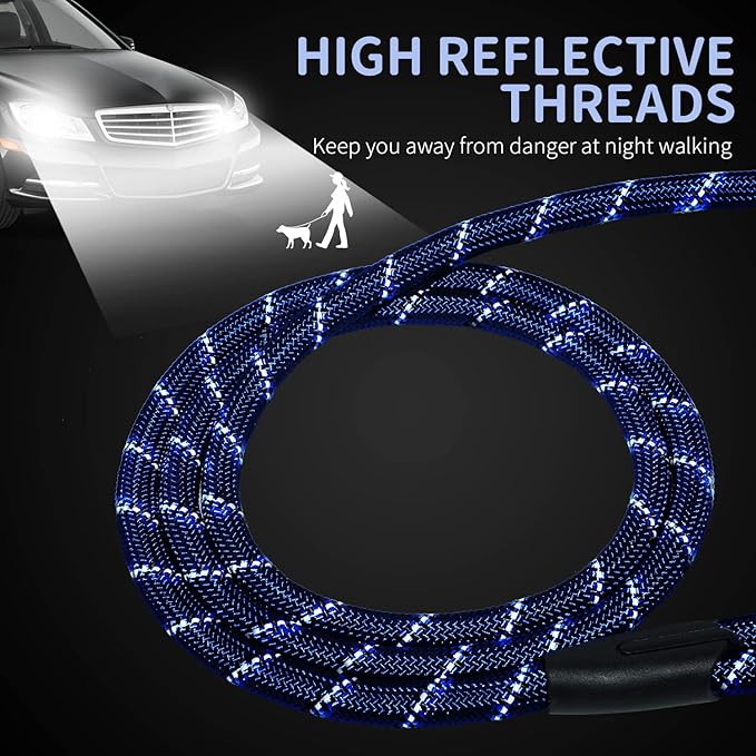Long Dog Leash for Training 30Ft-Reflective Nylon Rope with Swivel Hook-Recall Agility Lead for Large Small Medium Dogs Outside Walking Hiking-Royal Blue