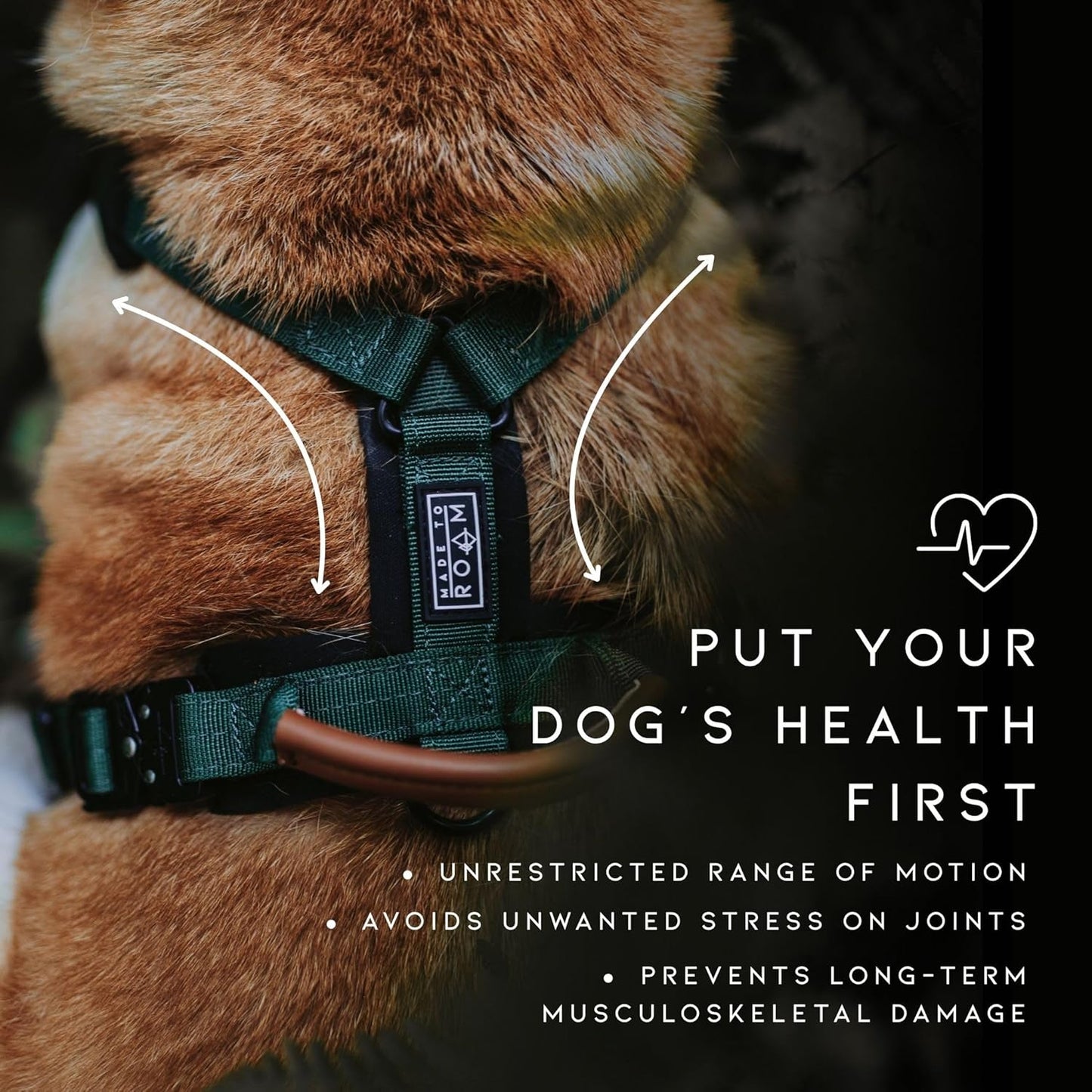 MADE TO ROAM Premium Explorer Harness - Y-Shaped Dog Harness with Adjustable Durable Nylon, Soft Padding, Metal Buckles and Leather Handle for Small, Medium, Large Dogs (Utah Glow, Size 3)