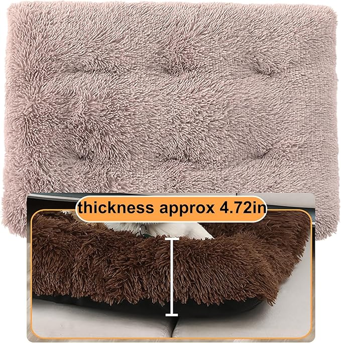 Dog Crate Mat, Dog Bed for Large Dogs, Comfy Fluffy Kennel Pad Anti-Slip for Dog beds & Furniture, Quilted Dog Bed for Pets for Medium/Small Dogs Cats (Color : Brown, Size : 43x29)