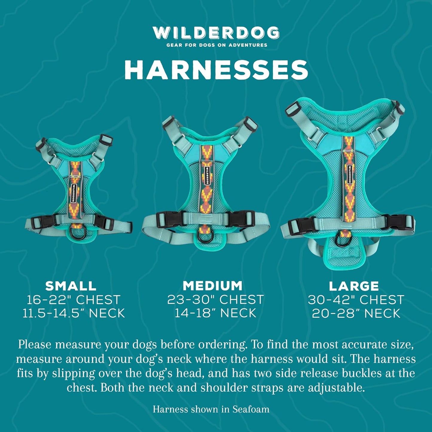 Wilderdog Lightweight Dog Harness with Reflective Straps - Small - Seafoam