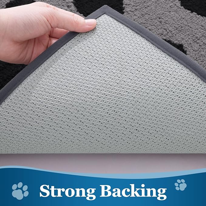 Buganda Dog Door Mat for Muddy Paws, Absorbent Dirt Trapper Washable Indoor Doormats, Non Slip Low-Profile Mud Mat for Dogs, Front Entrance Doormat for Inside Floor (30x20 Inches, Grey)