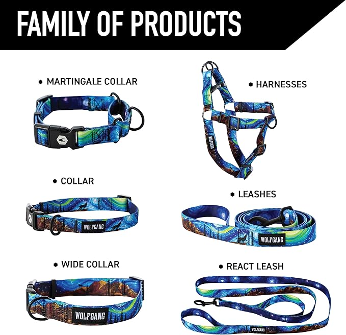 Wolfgang Heavy Duty Adjustable Dog Harness, Pull-Tested for Walking & Training, StarryWolf Print, Medium