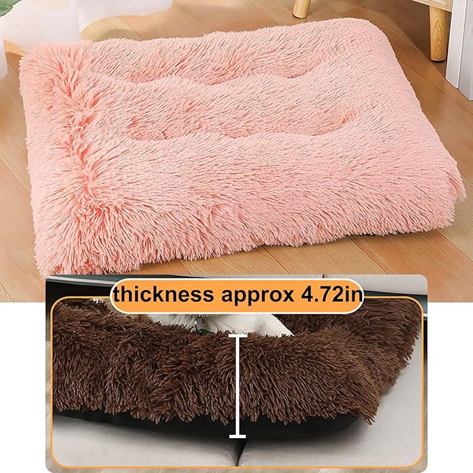 Dog Crate Mat, Dog Bed for Large Dogs, Comfy Fluffy Kennel Pad Anti-Slip for Dog beds & Furniture, Quilted Dog Bed for Pets for Medium/Small Dogs Cats (Color : Pink 2, Size : 20x14.9)
