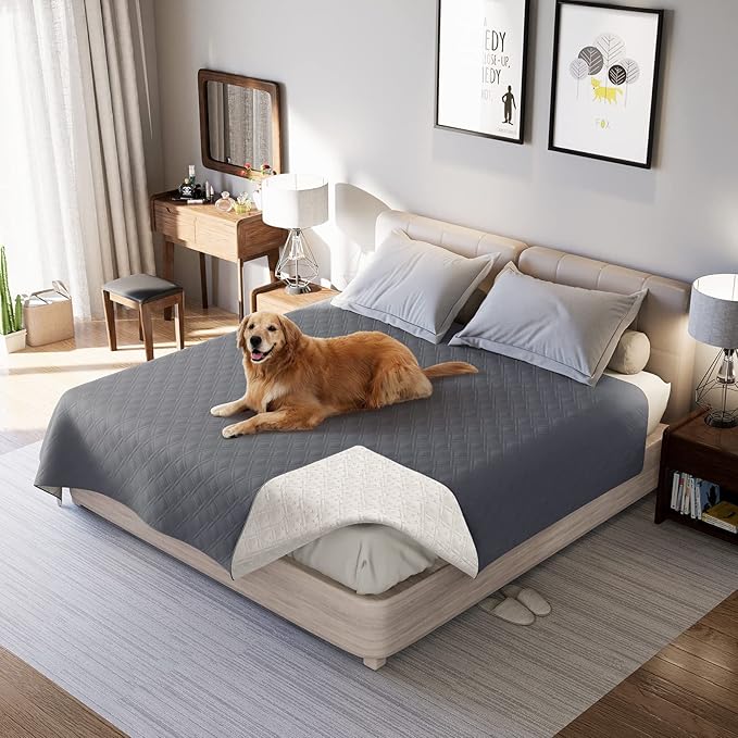 Waterproof Dog Bed Covers for Couch Protection, Water-Resistant Soft Dog Pet Blanket Anti-Slip Dog Blanket for Bed, for Furniture Bed Couch Sofa (Grey,40x50inch)