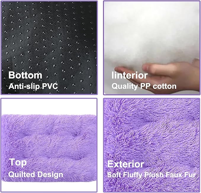 Dog Crate Mat, Dog Bed for Large Dogs, Comfy Fluffy Kennel Pad Anti-Slip for Dog beds & Furniture, Quilted Dog Bed for Pets for Medium/Small Dogs Cats (Color : Purple, Size : 16.9x11)