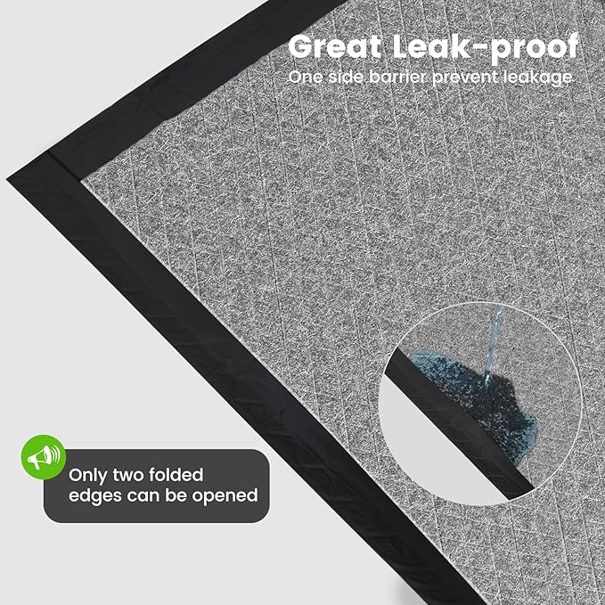 Charcoal Puppy Pads 28x37 Inches Extra Large Dog Pee Pads Odor-Control & Leak-Proof Disposable Pet Training Edge-Wrapping Thicken Potty Pad for Dogs, Cats, Rabbits (50 Pieces)