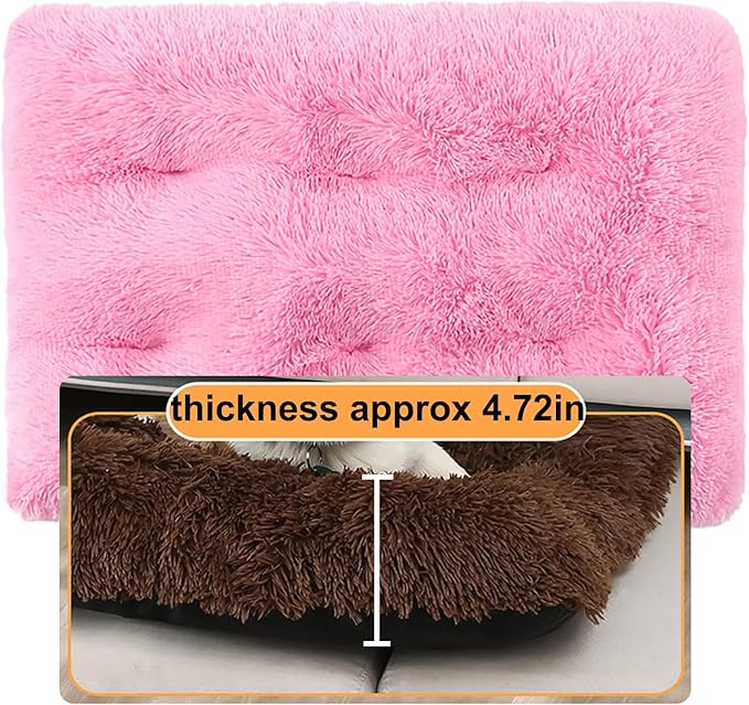 Dog Crate Mat, Dog Bed for Large Dogs, Comfy Fluffy Kennel Pad Anti-Slip for Dog beds & Furniture, Quilted Dog Bed for Pets for Medium/Small Dogs Cats (Color : Pink 3, Size : 48x33)