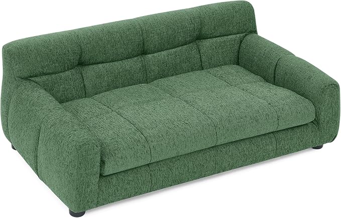 Soft and Comfortable Dog Couch Bed,Elevated Large Dog Sofa with Backrest and Armrestsmodern Rectangular pet Sofas,pet Furniture. Dry Cleanable Fabric Furniture for Medium and Large Dogs (Green)