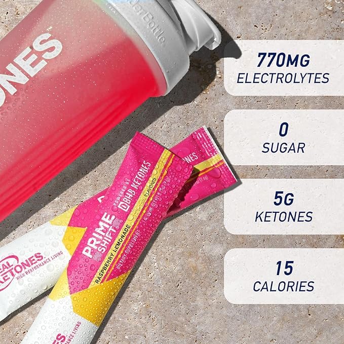 Real Ketones Intermittent Fasting Drink Mix Bundle for Weight Loss Support Raspberry Lemon Shift Electrolytes & Intermittent Fasting Electrolytes for Men with BHB Exogenous Ketones (30 Count Each)