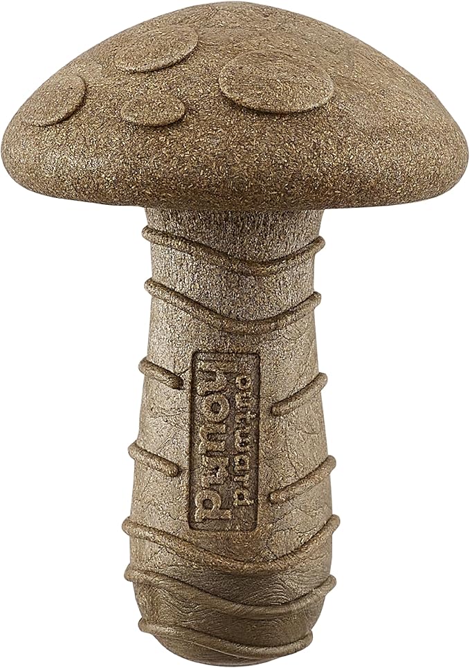 Outward Hound Dogwood Mushroom Durable Dog Chew Toy, Peanut Butter Scent, Medium