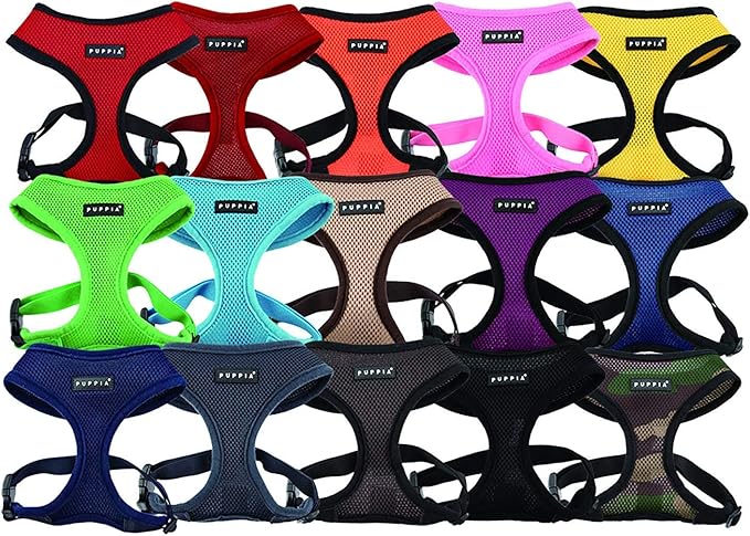 Puppia Soft Dog Harness No Choke Over-The-Head Triple Layered Breathable Mesh Adjustable Chest Belt and Quick-Release Buckle, Purple, X-Large