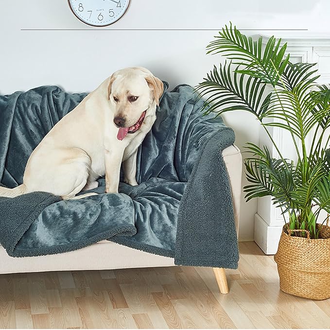Waterproof Pet Blanket, Lovers Blanket Reversible Plush Sherpa Fleece Furniture Protector for Sofa, Bed & Couch, Liquid & Pee Proof Dog Blanket Cover for Dogs Cats Lovers Couples (Brown, XL(57"x85"))