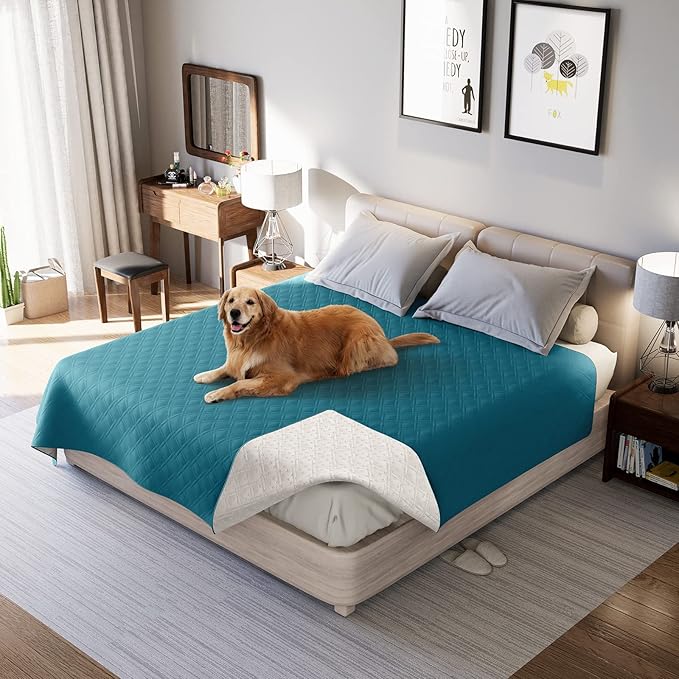 Waterproof Dog Bed Covers for Couch Protection, Water-Resistant Soft Dog Pet Blanket Anti-Slip Dog Blanket for Bed, for Furniture Bed Couch Sofa (Deep Blue,82x82inch)