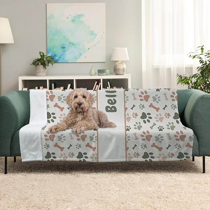 Prints Next Day – Custom 30" x 40" Sherpa Pet Lightweight Blanket Personalized with Pet Lightweight's Name - Paw Pattern - Gift for Dog Owners - Printed in America
