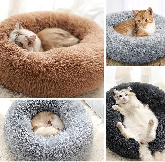 Myuilor Warming Round Dog Bed for Small, Medium and Large Dogs & Cats, Short & Long Plush Pet Bed, Luxurious Faux Fur Donut Cuddler, Bolster Pet Bed & Sofa, Machine Washable 40CM 16Inch