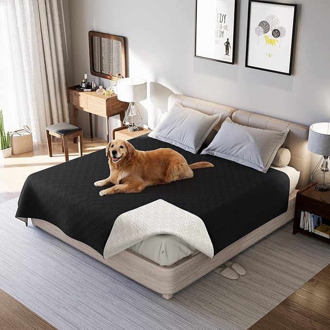 Waterproof Dog Bed Covers for Couch Protection, Water-Resistant Soft Dog Pet Blanket Anti-Slip Dog Blanket for Bed, for Furniture Bed Couch Sofa (Black,82x82inch)