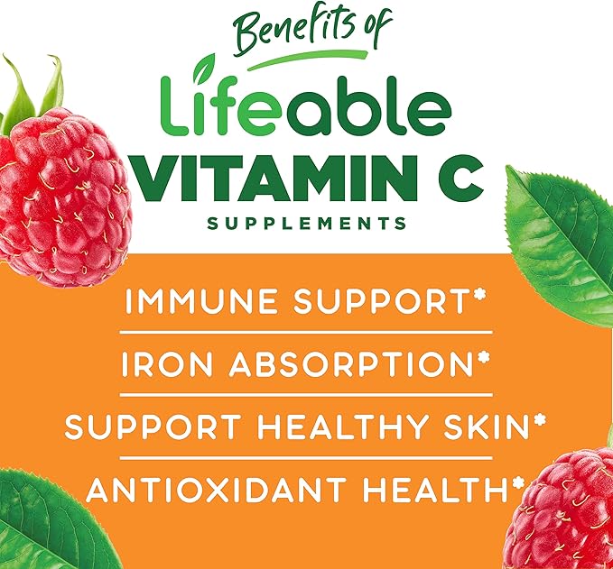 Lifeable Sugar Free Vitamin C for Kids – 250 mg – Great Tasting Natural Flavor Gummy Supplement – Vegetarian GMO-Free Chewable Vitamin – for Immune Support – for Children – 90 Gummies
