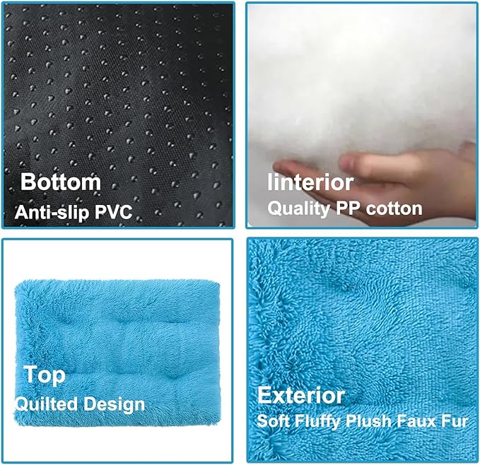 Dog Crate Mat, Dog Bed for Large Dogs, Comfy Fluffy Kennel Pad Anti-Slip for Dog beds & Furniture, Quilted Dog Bed for Pets for Medium/Small Dogs Cats (Color : Blue, Size : 20x14.9)
