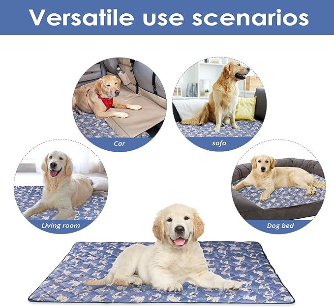 Langsprit Dog Cooling Mat, Washable Dogs Cats Pet Non-Toxic Cooling Pads Summer Sleeping Kennel Mats，Pet Self Cool Ice Blanket for Indoor & Outdoor Dog Beach Essentials Large