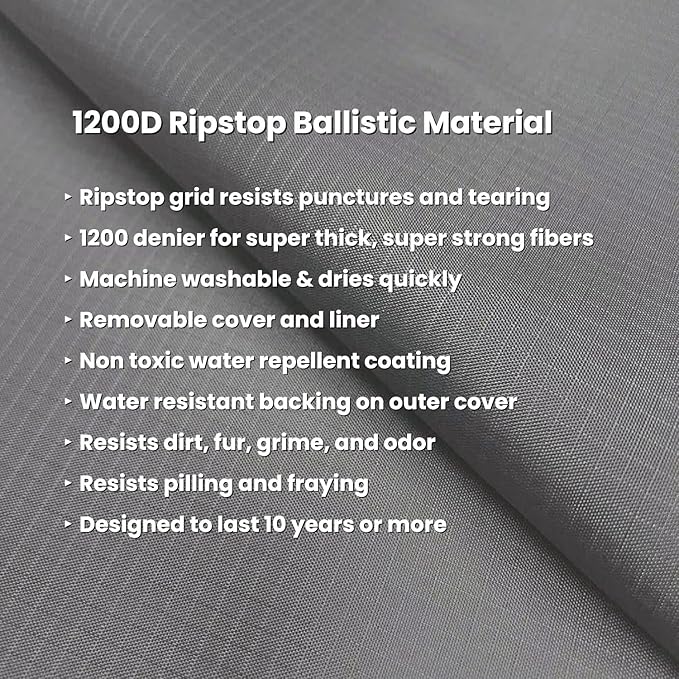 K9 Ballistics Tough Rectangle Pillow Dog Bed - Removable Cover, Washable, Durable & Water Resistant Dog Bed - Large, Sage Green