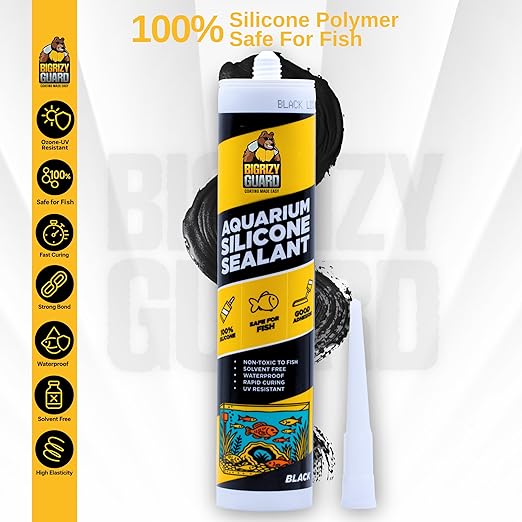 Aquarium Silicone Sealant Black 10.14 Fl oz Cartridge - Aquarium Safe Silicone for Fish & Plants | 100% Waterproof, Premium, Non-Toxic, Solvent Free, Strong Bond, Fast Curing (1 Pack)