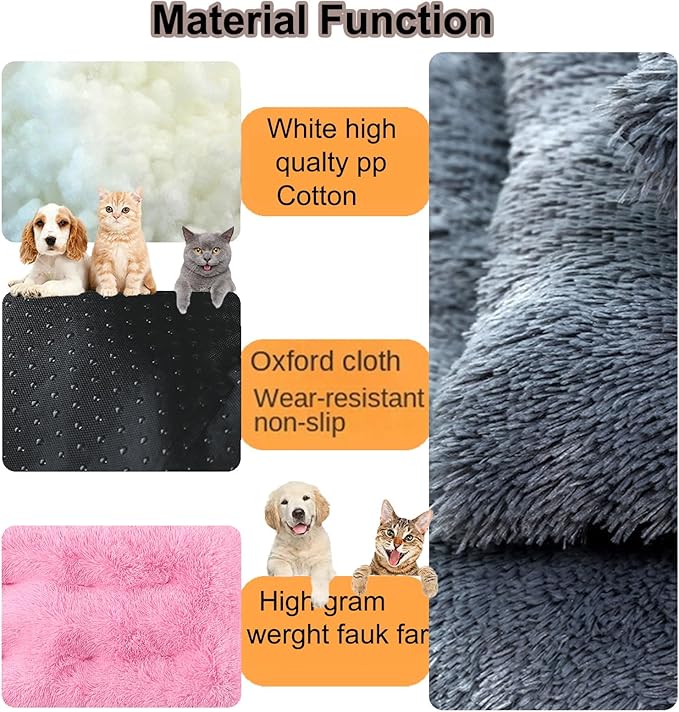 Dog Crate Mat, Dog Bed for Large Dogs, Comfy Fluffy Kennel Pad Anti-Slip for Dog beds & Furniture, Quilted Dog Bed for Pets for Medium/Small Dogs Cats (Color : Pink 3, Size : 20x14.9)