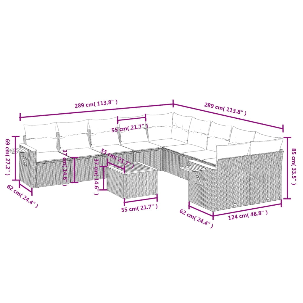 vidaXL Garden Sofa Set Grey, Dark Grey