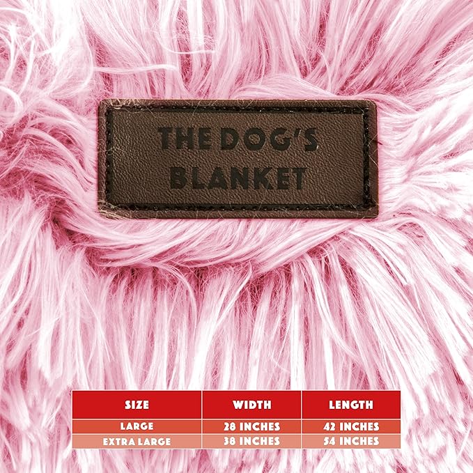 The Dog’s Blanket – Faux Fur Dog Blanket, Pink, Large, 28x42
