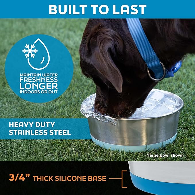 Master Pet Supply Stainless Steel Dog Bowls Set of 2 with Extra Thick Silicone Base - 4 Cup (32 oz) Crimson Red, Non-Slip, Dishwasher Safe Metal Bowls, Pet Dog Food Bowl for Dogs, Cats, Anti Rust