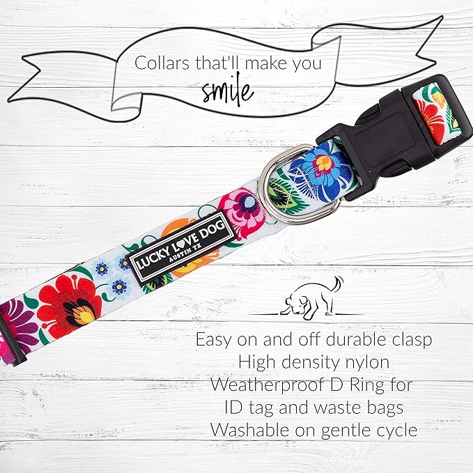Lucky Love Dog - Easy Click Buckle Dog Collar with Leash Set Combo, Durable & Comfortable for Male & Female Dogs, Pet Collar for Small Dogs, Secure Fit - Ladybird Combo, XS