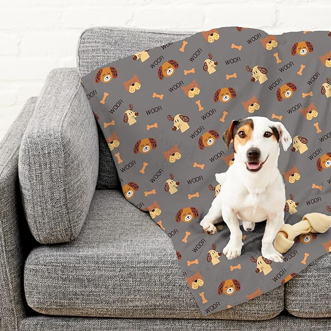 Grey Woof Fleece Pet Lightweight Blanket - 30" x 40" - Cute for Dogs - Gifts and Puppy Essentials - Printed in America