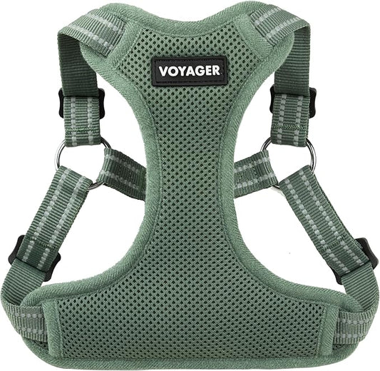 Best Pet Supplies Voyager Adjustable Step-in Flex Breathable Mesh Dog Harness for Small Medium Large Dogs Moss Green, XL