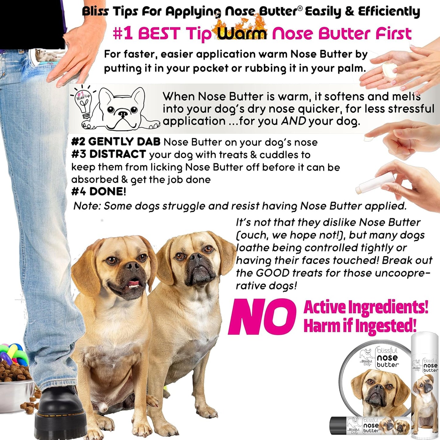 The Blissful Dog Puggle Unscented Nose Butter - Dog Nose Butter, 0.15 Ounce
