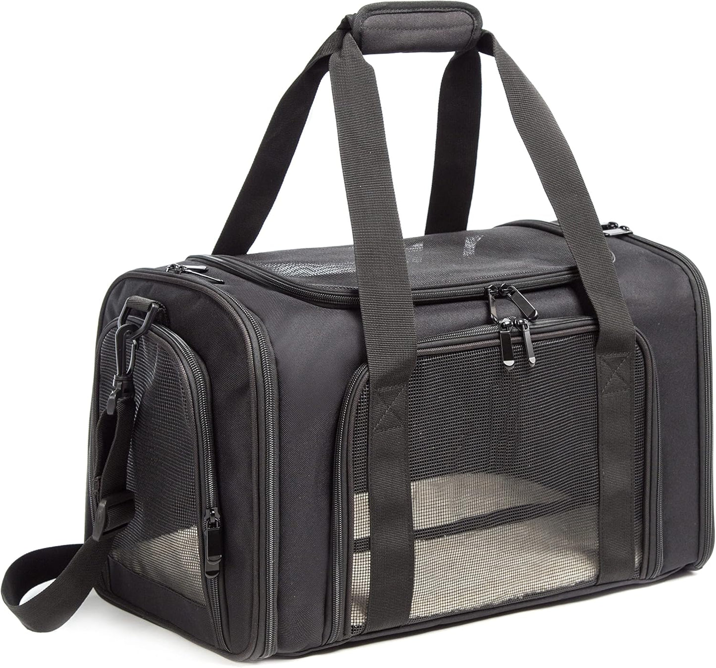 Cat Carrier Dog Carrier Pet Carrier Cat Bags for Small Medium Cats Dogs Puppies of 15 Lbs,of Airline Approved Small Dog Bag Soft Sided,Collapsible Travel Puppy Carrier(Large, Black)