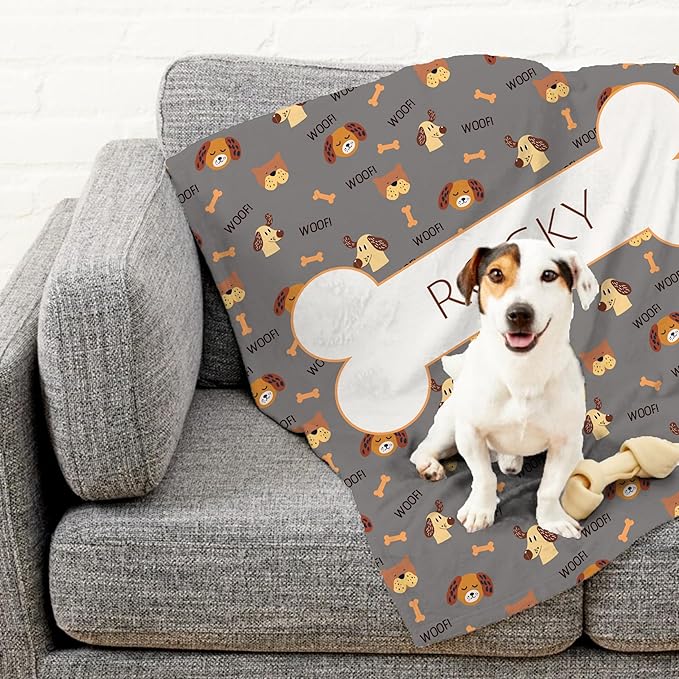 Prints Next Day – Custom 30" x 40" Plush Pet Lightweight Blanket with Name - Gift for Dog or Cat Owners - Personalized Couch Throw - Puppy Patterned - Printed in America