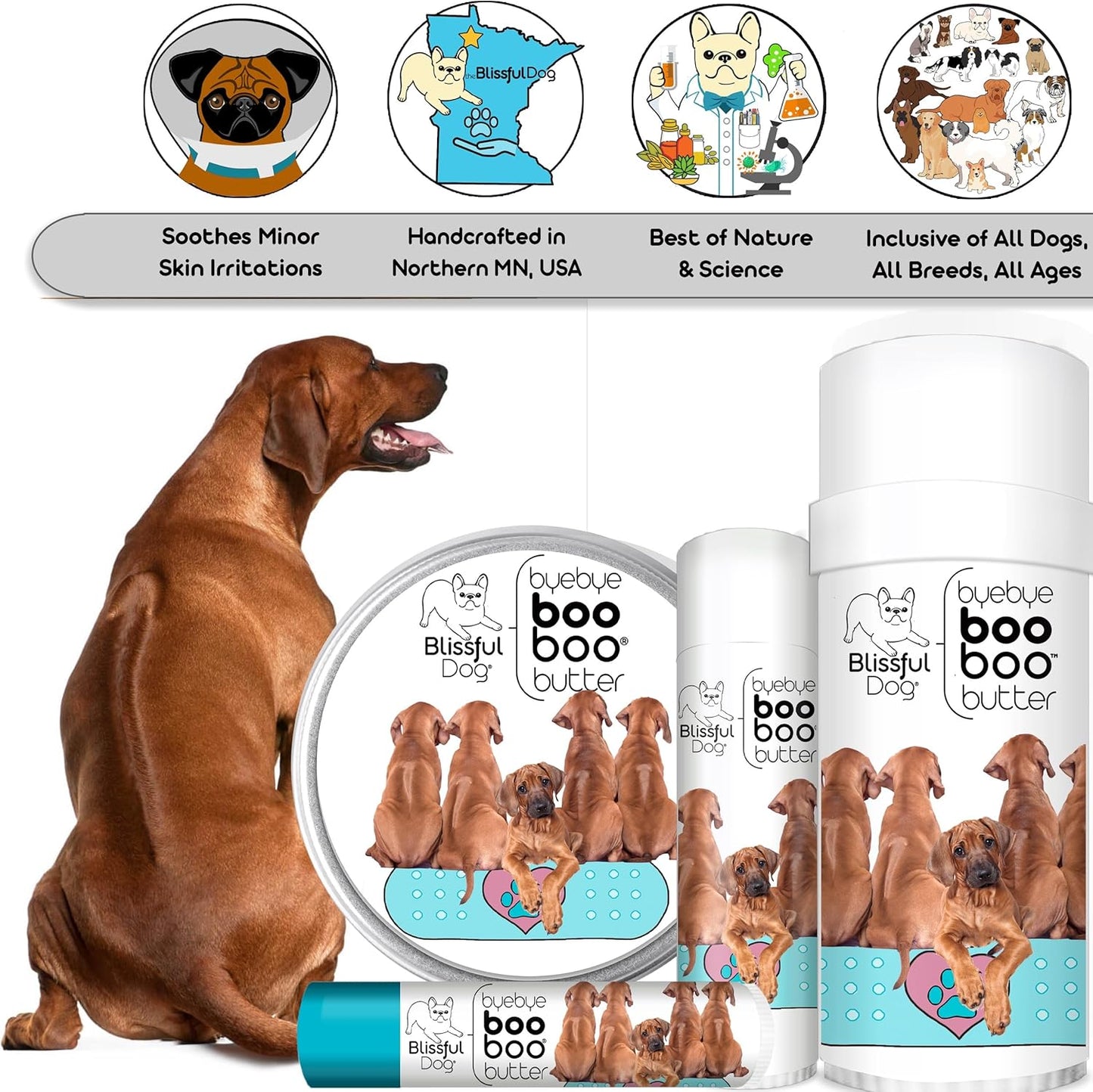 The Blissful Dog 4 oz TIN Rhodesian Ridgeback Booboo Butter
