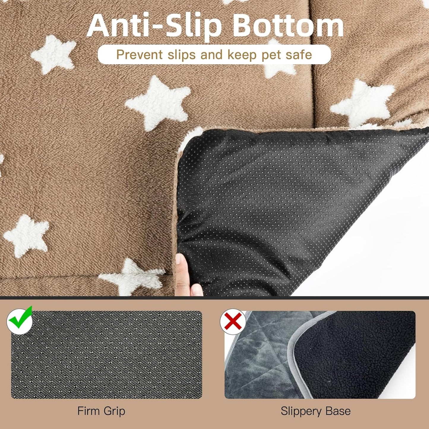 Mora Pets Dog Crate Pad Kennel Dog Bed Mat for Medium Dogs Washable Cute Star Pet Bed for Cage Ultra Soft Flat Puppy Cat Kitten Cushion for Sleeping Anti-Slip Brown 30 x 19