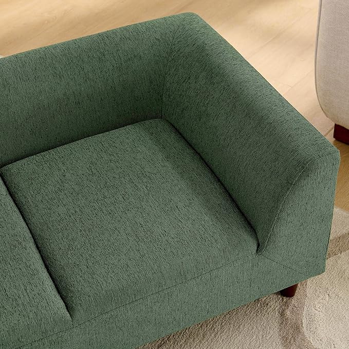 Elevated Dog Couch Bed for Medium Large Dogs, Modern Pet Sofa with Backrest & Armrest, Durable Dog Bed Sofa with Soft Cushion, Solid Wood Legs (Olive Green)