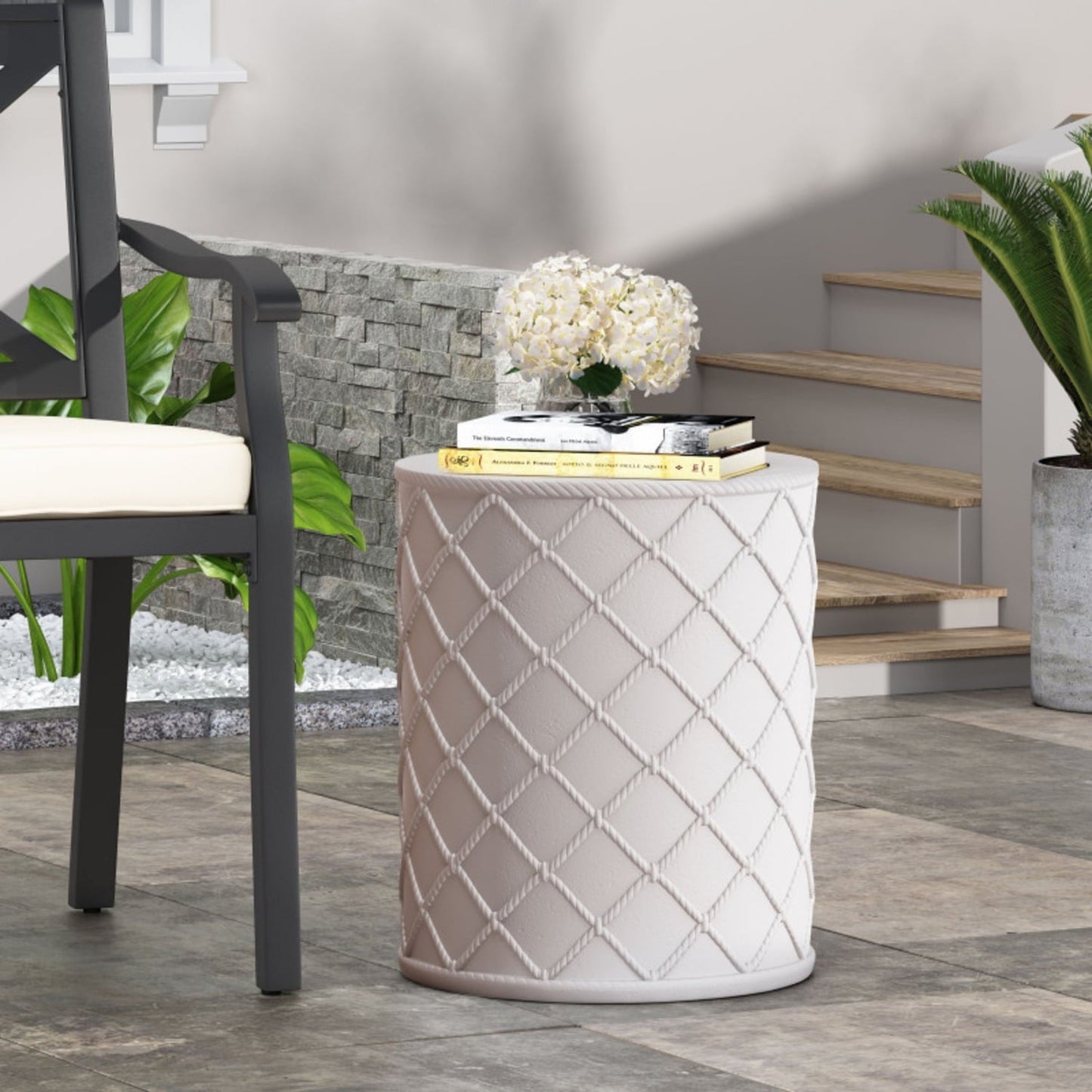 DIANJIE Outdoor White Cylindrical  Casual Chic Coffee Table