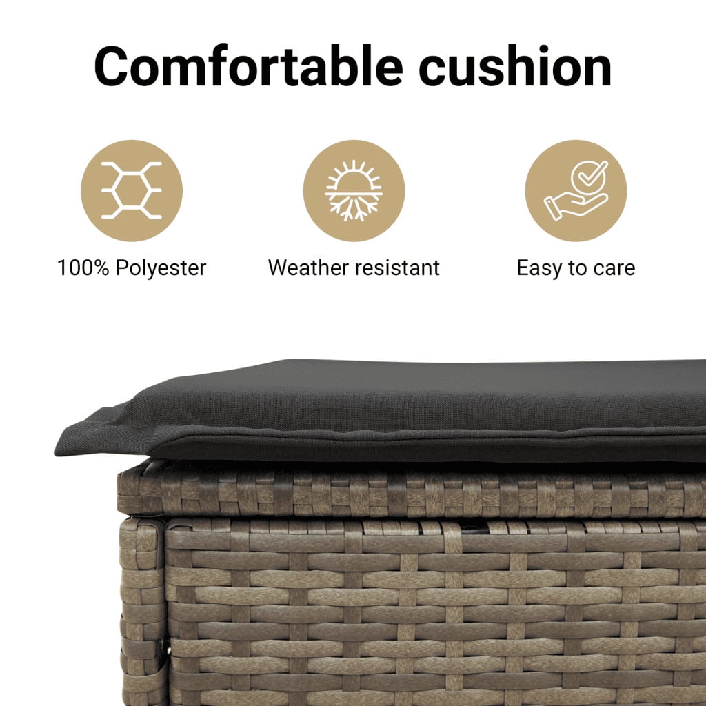 vidaXL Garden Sofa Set Gray PE rattan Large Adjustable Feet